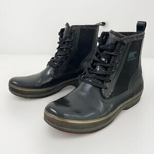 Sorel Woodbine Surplus Boots Mens 9.5 Black Canvas Rubber Lace Up NM1636-010